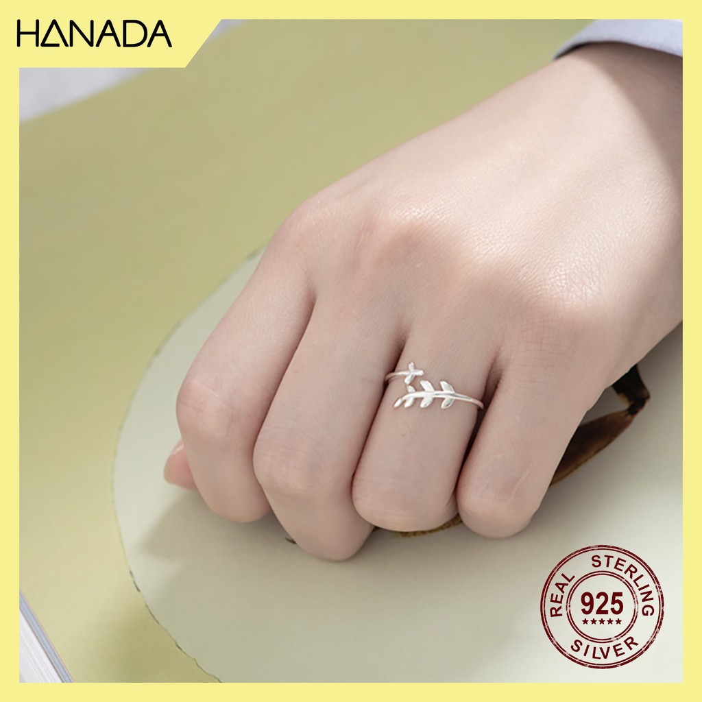 Nhẫn Bạc 925 Hanada Lá Đối 0035 O2