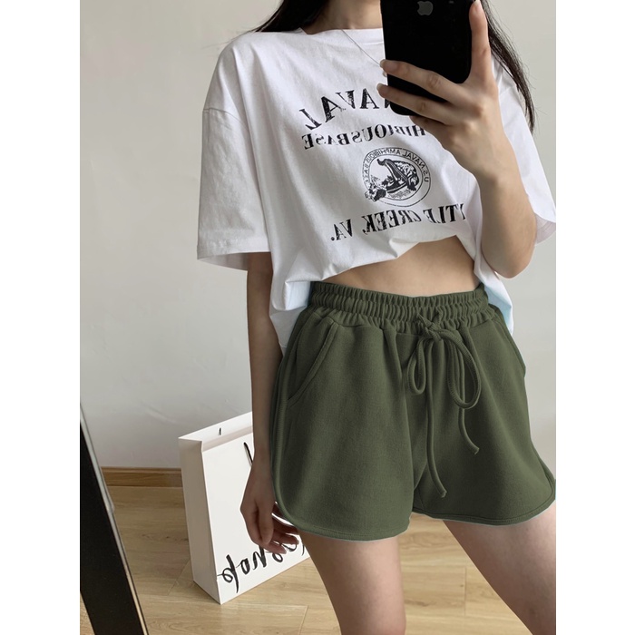 Quần đùi nữ mặc nhà Icotton Quần cotton da cá bo viền ống rộng thể thao, phù hợp đi chơi, đi biển, đi ngủ