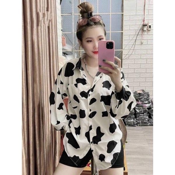 áo sơ mi nữ bò sữa tay dài xinh xẻo
