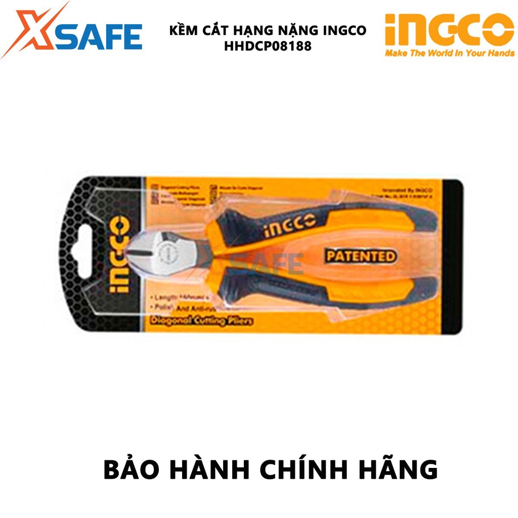 Kềm cắt đầu nặng INGCO HHDCP08188 Kìm cắt thép kích thước 7 inch, tay cầm hai màu - Chính hãng [XSAFE]