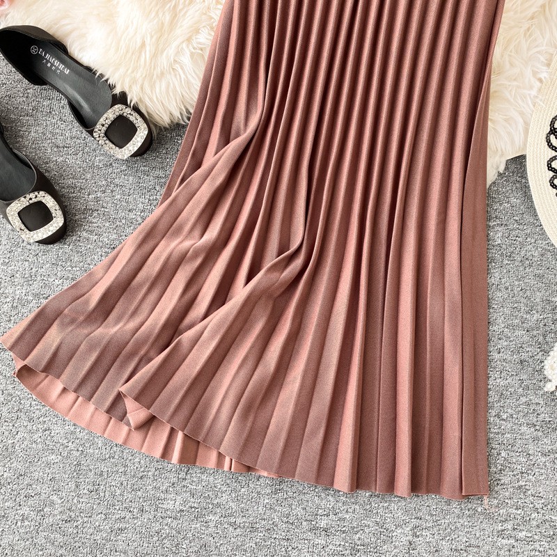 Chân váy xếp ly dáng dài có đai chất vải không nhăn Free size VAY36