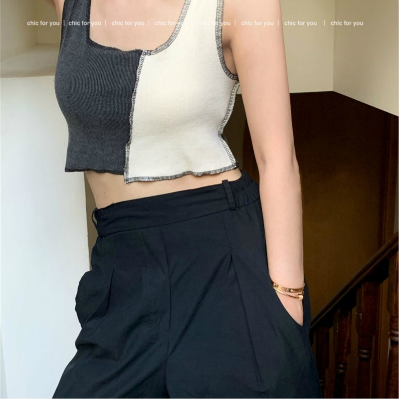 Set áo thun tay dài màu đen + áo khoác không tay phong cách Hàn Quốc | BigBuy360 - bigbuy360.vn