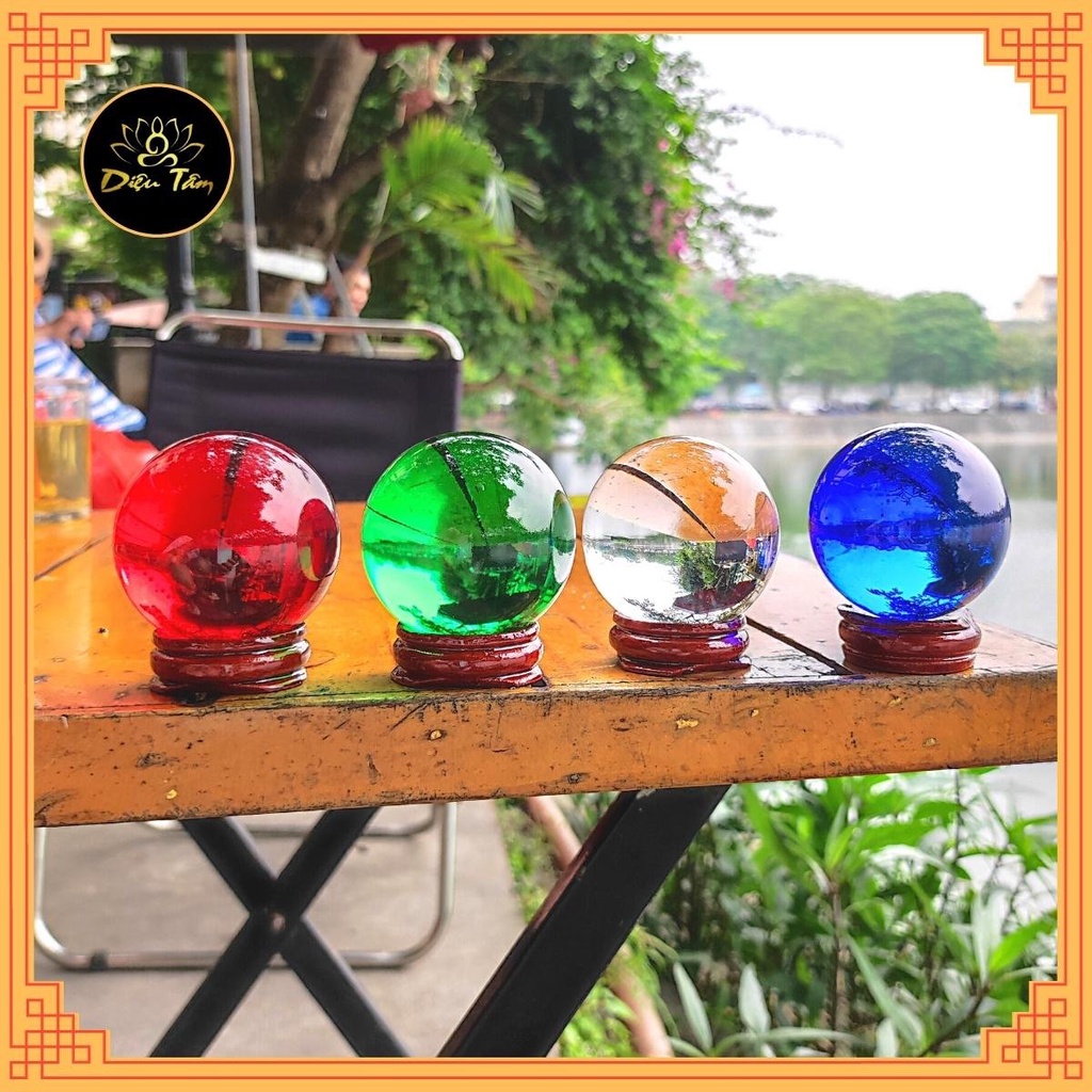 Quả Cầu Phong Thủy Pha Lê Nhiều Màu Theo Mệnh Size 5Cm Đồ Phong Thủy Trang Trí