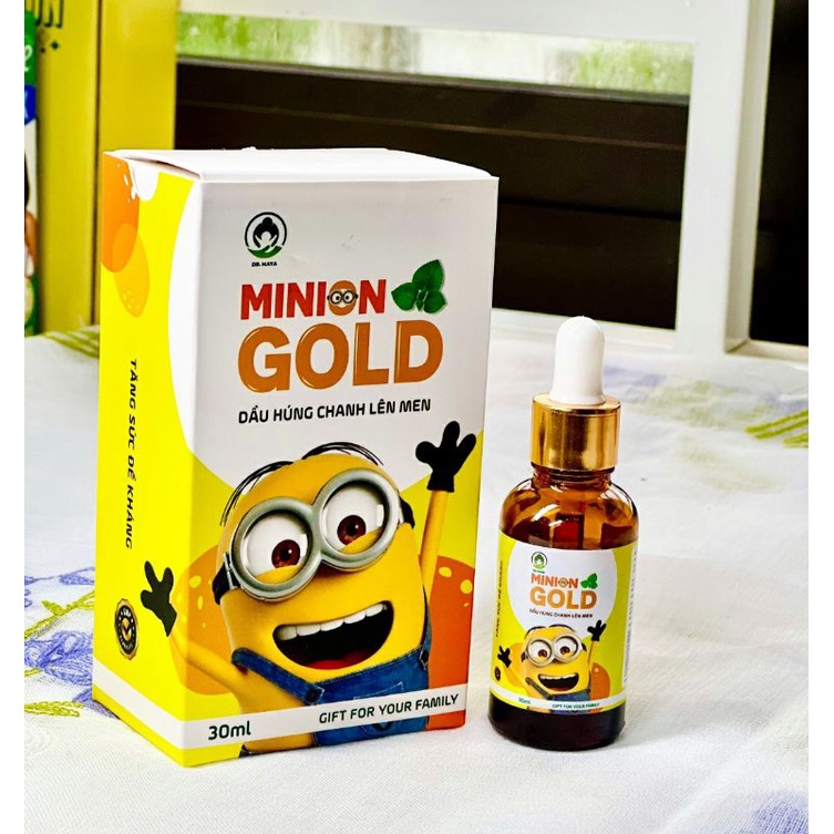 Dầu húng chanh lên men Minion Gold 30mL Tinh Dầu húng chanh giúp cải thiện ho khò khè nghẹt mũi ở trẻ