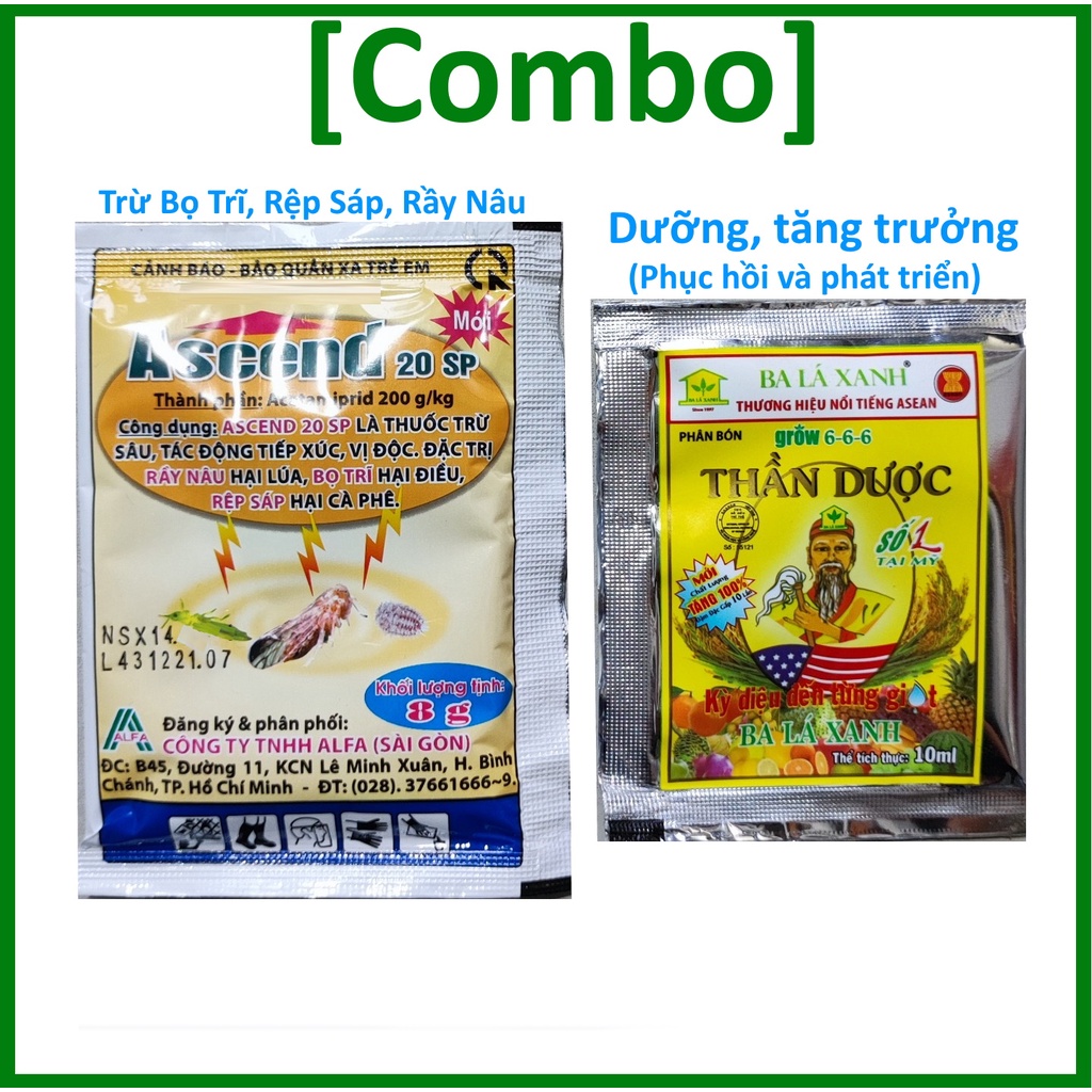 Bộ đôi Bảo vệ cây trồng khỏi Rệp Sáp, bọ tri~ và nhóm chích hút, kết hợp dưỡng cây Thần Dược 10ml