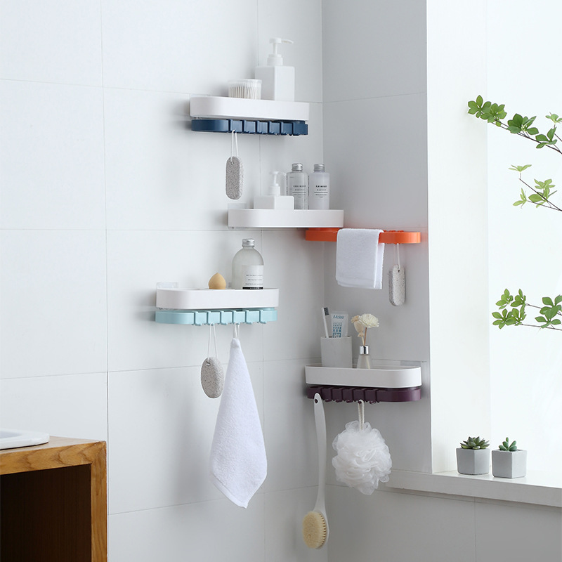 Kệ xoay hai lớp giá treo khăn tắm Kệ đựng đồ vệ sinh cá nhân có móc treo tường