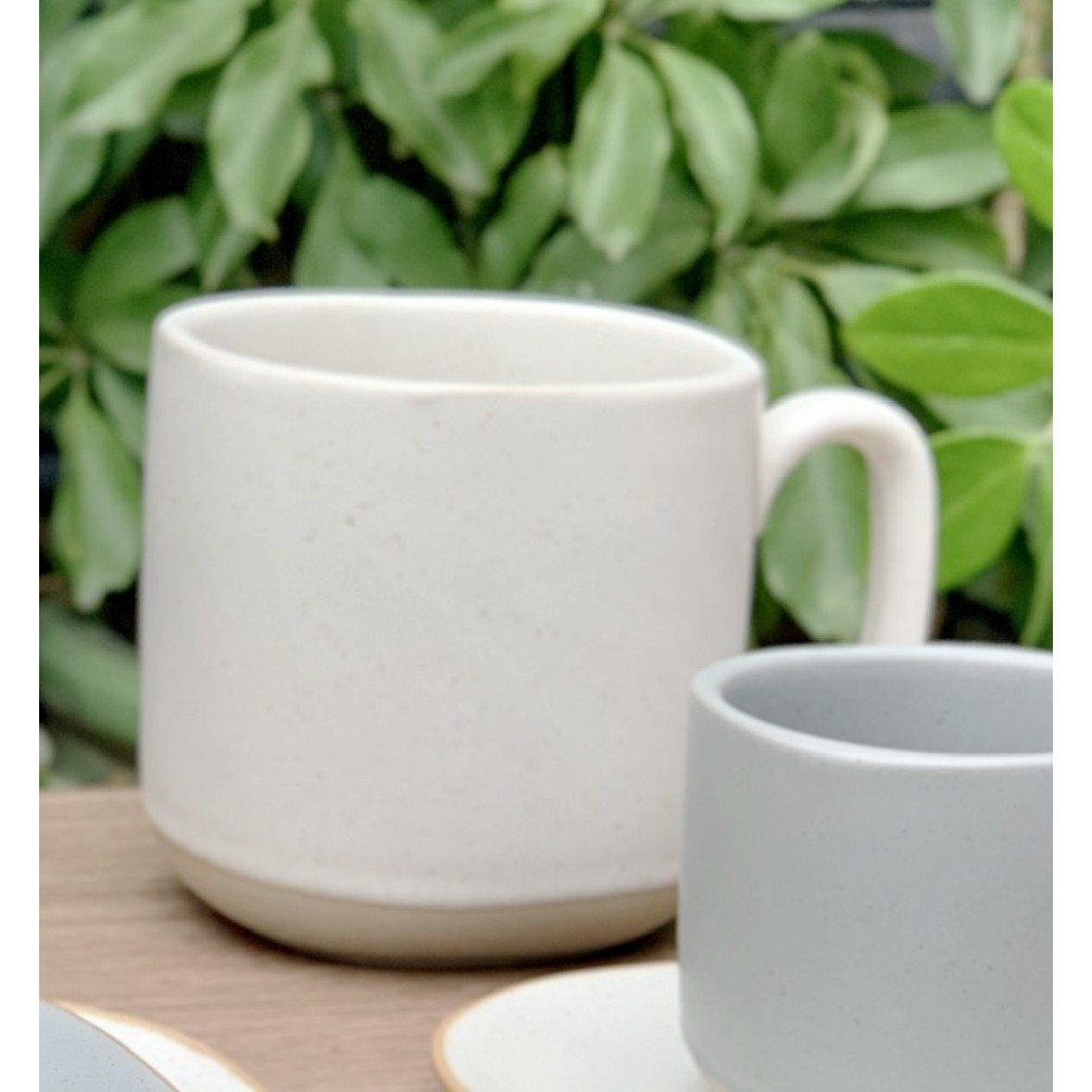 TWIN - Ly sứ trắng xám men mờ cao cấp 9cm