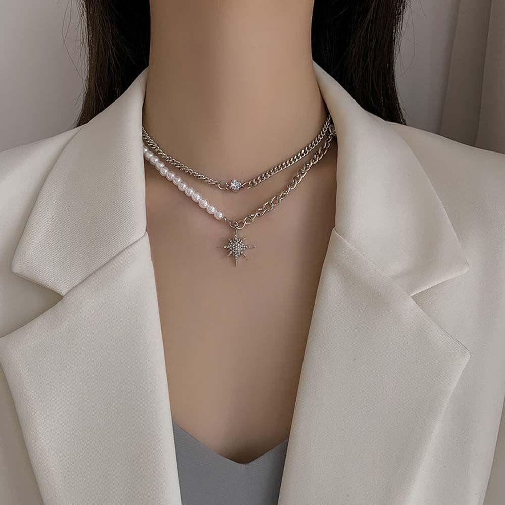 JARRED Dây Chuyền Hai Lớp Mặt Hình Ngôi Sao Dễ Thương Thanh Lịch