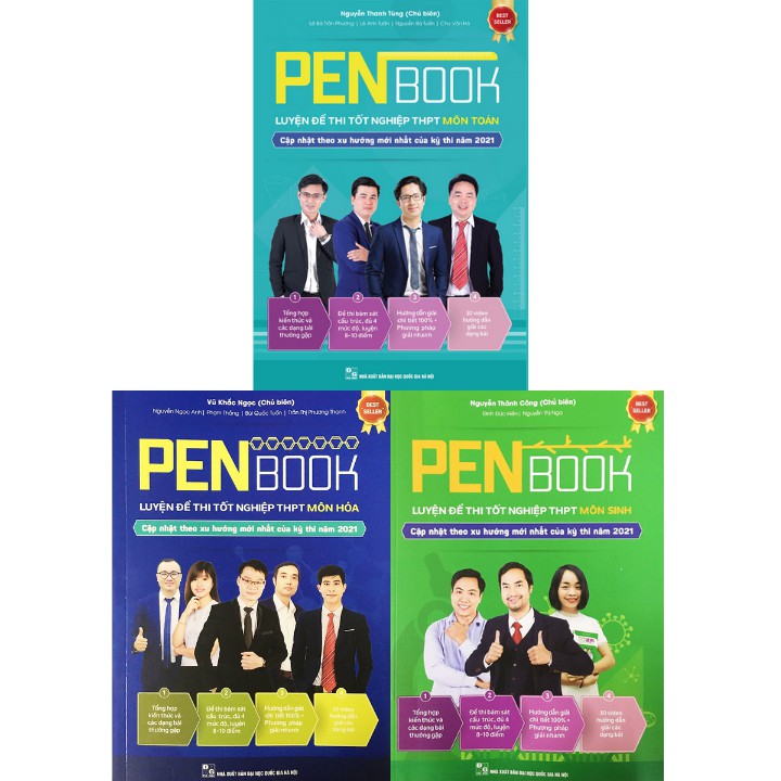 Sách - Combo PENBOOK Khối B - Luyện Đề Thi Tốt Nghiệp THPT 2022 - Toán Hóa Sinh