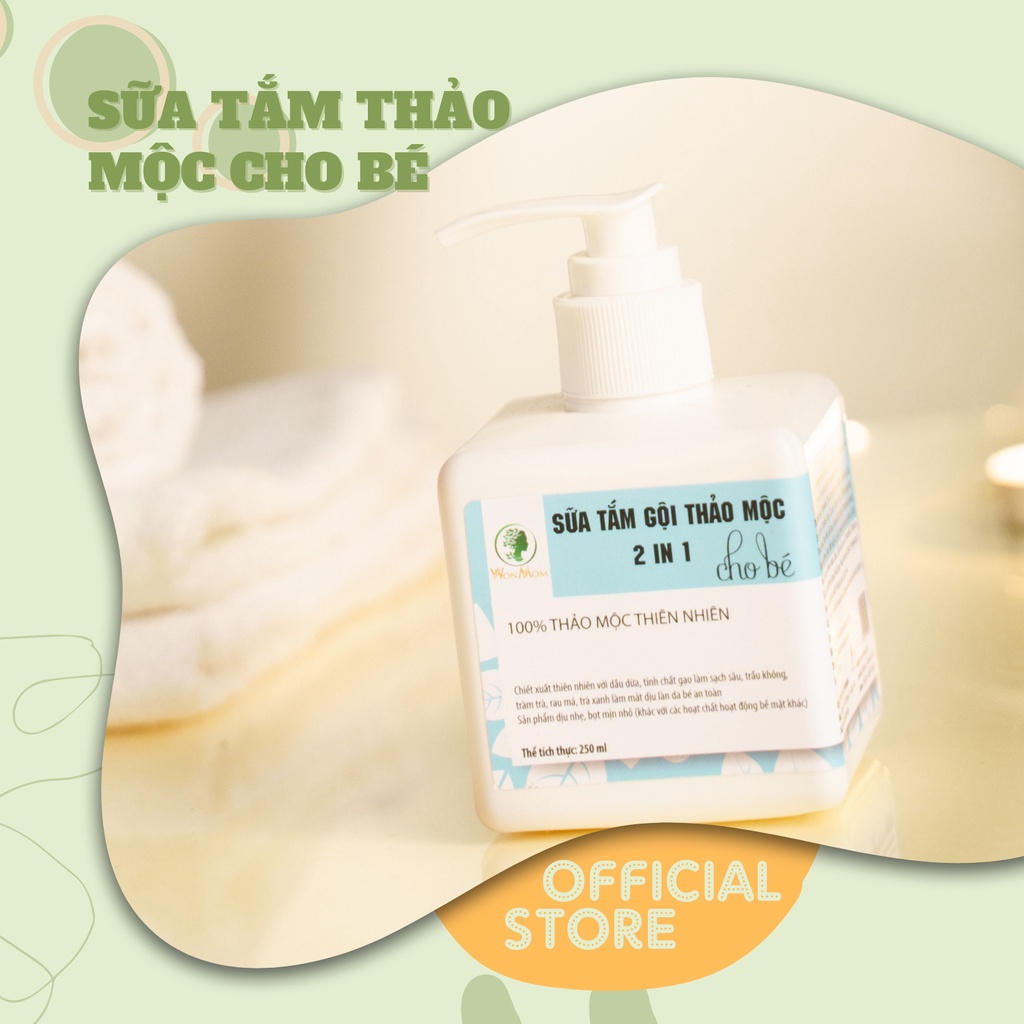 Sữa tắm gội thảo mộc 2in1 cho bé WonMom 250ml