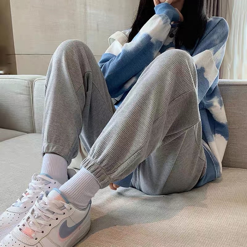 Quần ống rộng bo gấu chất tổ ong - Quần jogger thể thao unisex dày dặn phong cách Ulzzang dày ấm 4 màu m899