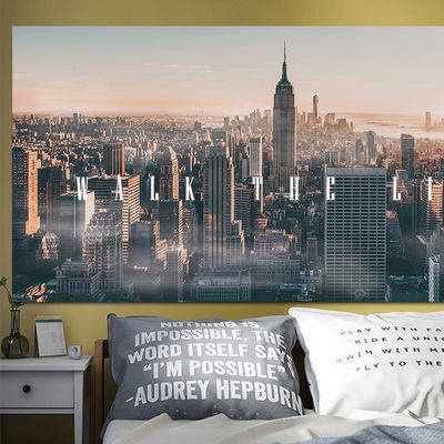 Building Bắc Âu Wall Post New York City Ký túc xá Mỹ phòng ngủ cạnh giường Tường hình nền trang trí dính