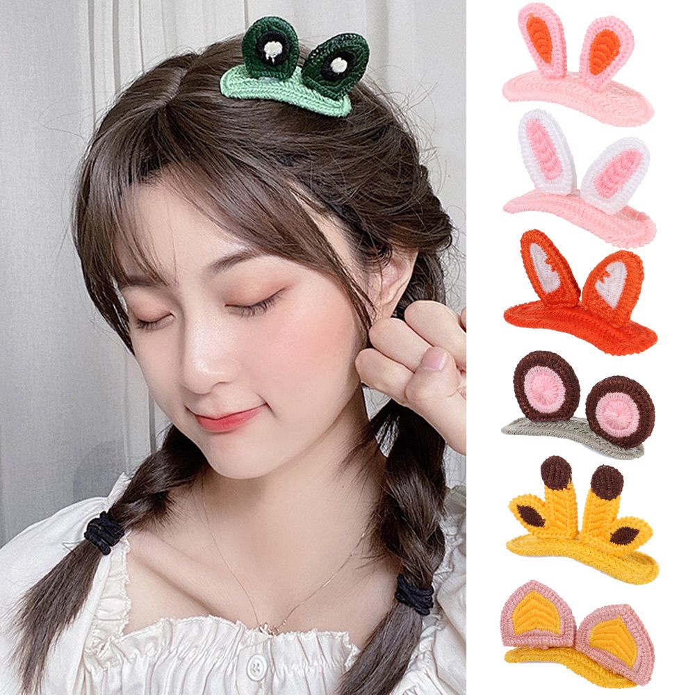 Kẹp Tóc Dệt Kim Ba Chiều Họa Tiết Hoạt Hình Động Vật Dễ Thương Phong Cách Hàn Quốc