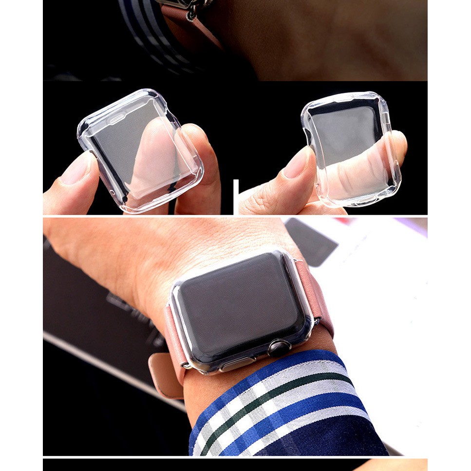Ốp silicon full màn trong suốt Apple Watch 38mm, 42 mm ,hàng nhập khẩu