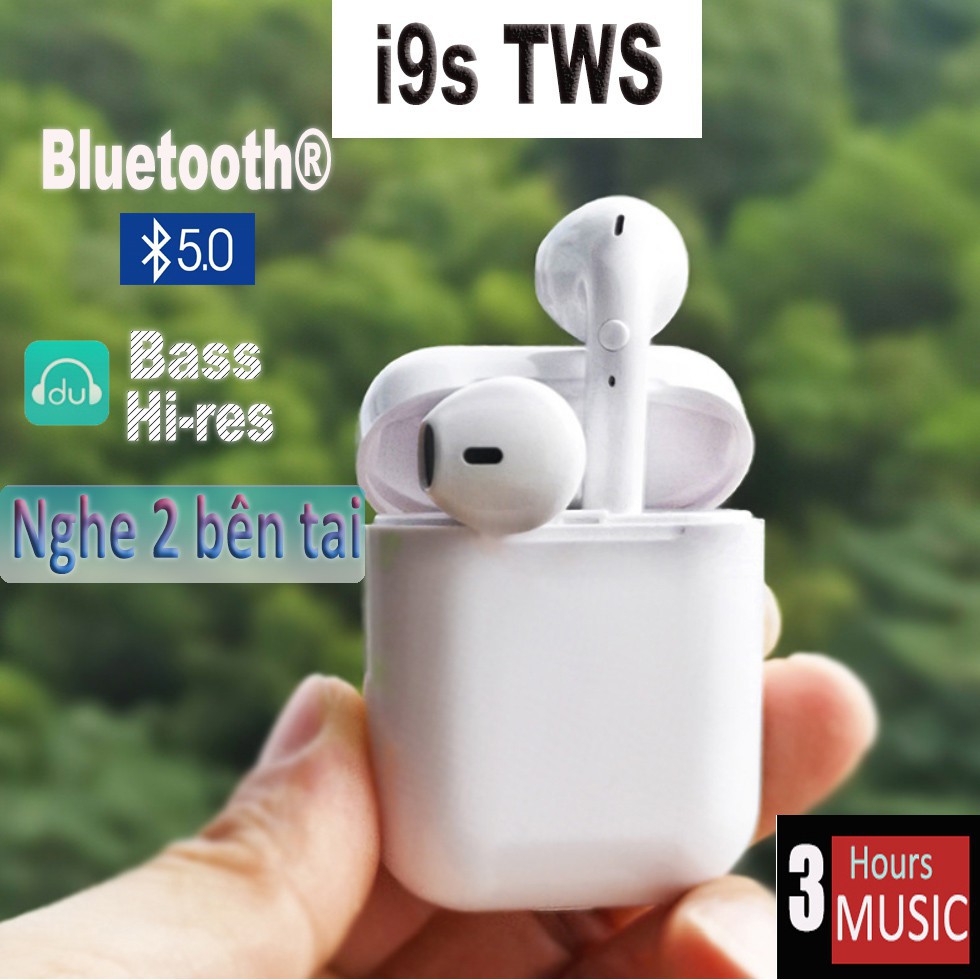 Tai Nghe Bluetooth không dây 5.0 i9S tai nghe thể thao nhét tai 2 bên có dock sạc- âm bass âm trầm cực đã Android và IOS