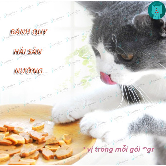 [CAT ONLY]Treat Thưởng Cho Mèo JFamille, Snack Hải Sản Nướng, Kích Thích Vị Giác, Hỗ Trợ Tiêu Hóa Tối Ưu. Gói 25gr. JF44