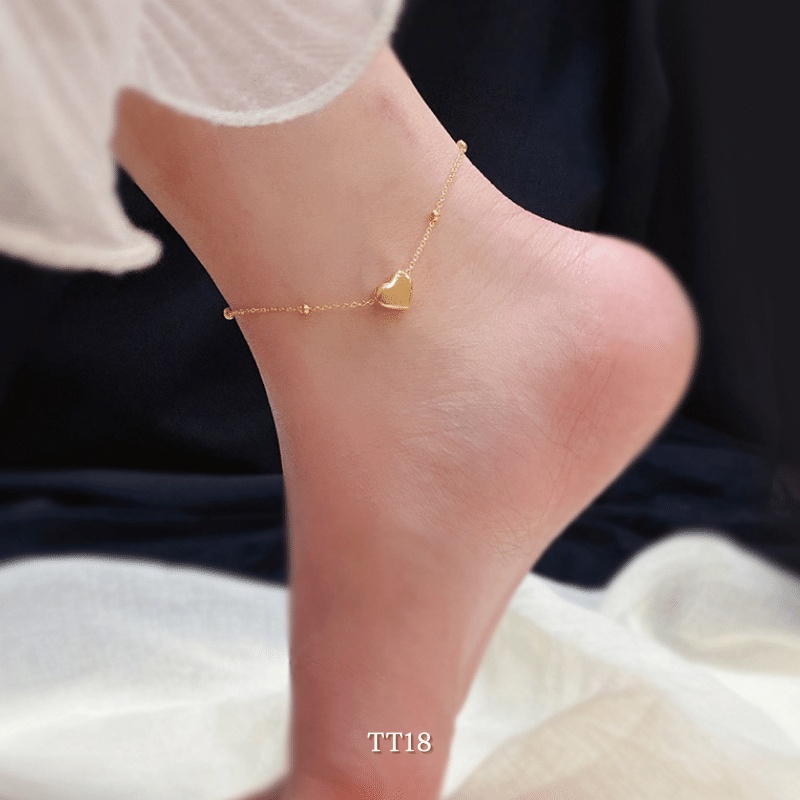 Lắc chân titan hình tim không đen gỉ nữ tính hottrend thời trang Annie TT18