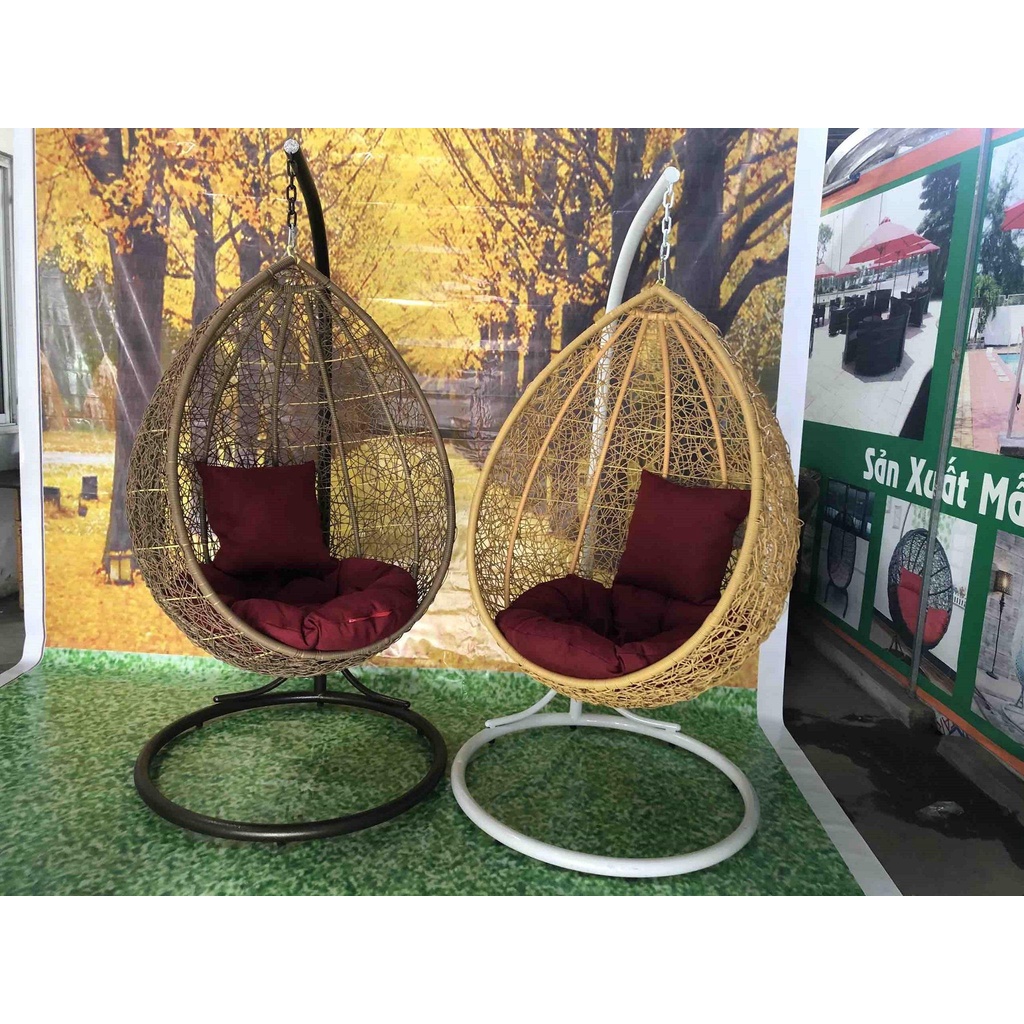 Xích Đu Trứng, Chịu Trọng Lượng 250Kg ,Nệm Nhiều Màu, Trang Trí Phòng Khách, Phòng Ngủ, Sân Vườn, Ngoài Trời