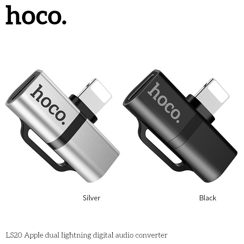 Jack Chuyển Đổi Lightning 2 Cổng Hoco LS20 Dành Cho Các Dòng Iphone 5,6,7,8,x,xs,ip11…