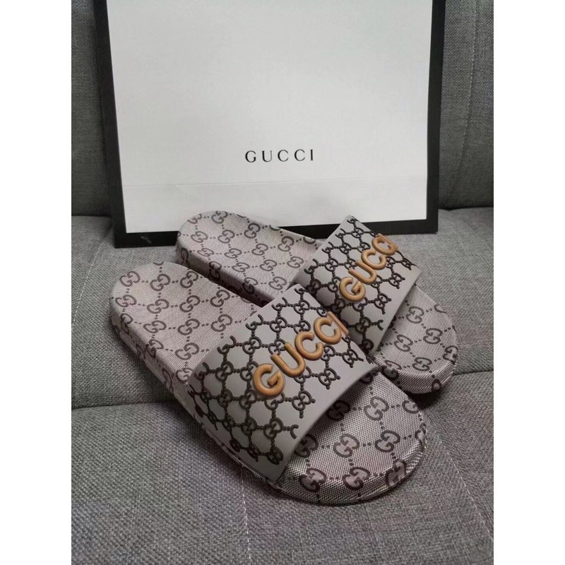 Dép thời trang nam nữ GUCCI GG GC da thật cao cấp hoạ tiết in logo siêu chất mẫu mới trẻ trung năng động