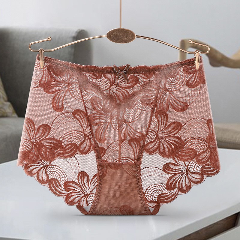 Antibacterial cotton crotch breathable full lace women's underwear large size plus fat sexy seamless underwear women's hip briefs | BigBuy360 - bigbuy360.vn