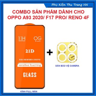 Combo OPPO A93 2020 Kính cường lực 21d full màn + dán bảo vệ camera