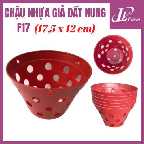 Chậu Nhựa Giả Đất Nung F17 Trồng Hoa Lan, Cây Cảnh - Phi 17,5cm