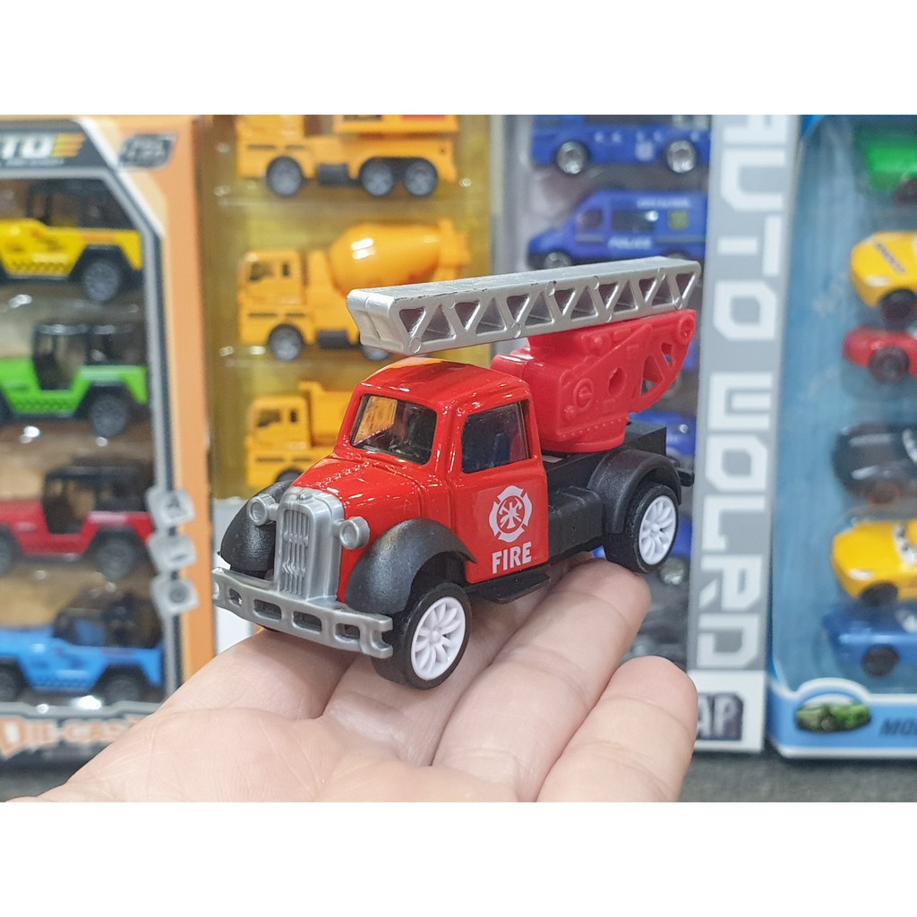 Xe Mô Hình Đồng Giá 25k - Mã LS05-05  . Xe Cứu Hỏa Thang Nhỏ Size Mini Màu Đỏ