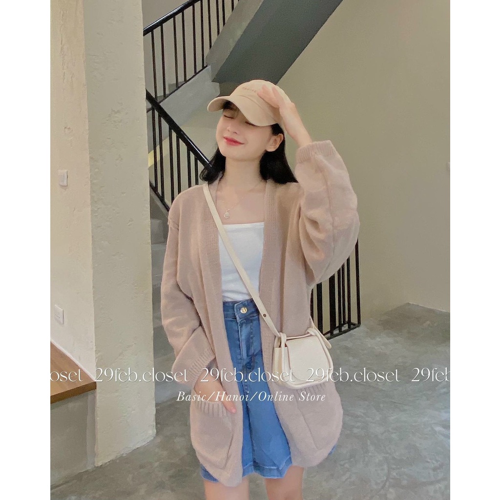 Áo Khoác Len Cardigan Choàng Mỏng 2 Túi Vuông Tay Dài | Bé Tiu Clothing