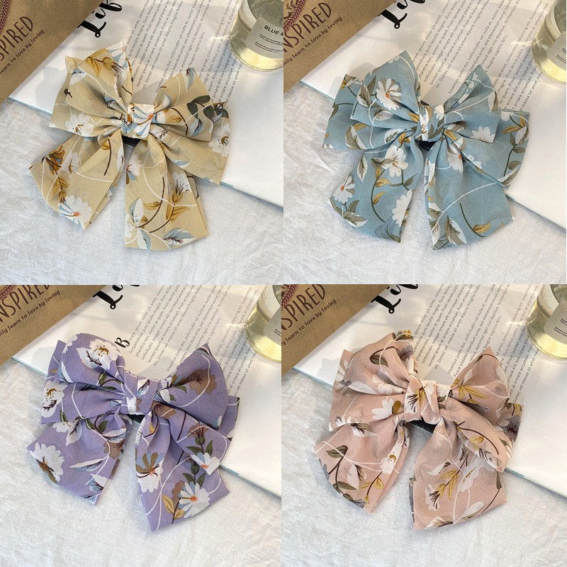 Kẹp Tóc Ba Lớp Họa Tiết Hoa / Bướm Thời Trang Mới Năm 2021