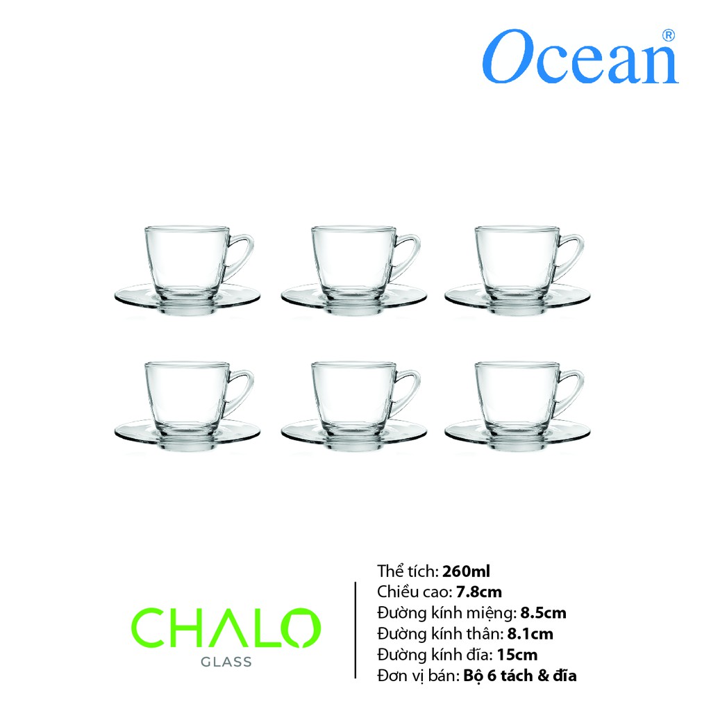 [Chính hãng] Tách đĩa thủy tinh Ocean Kenya Cup - 260ml - P01641