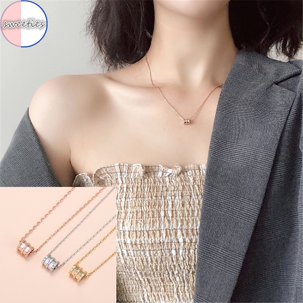 Vòng cổ 3 màu tùy chọn đính đá kim cương đơn giản thời trang dành cho nữ