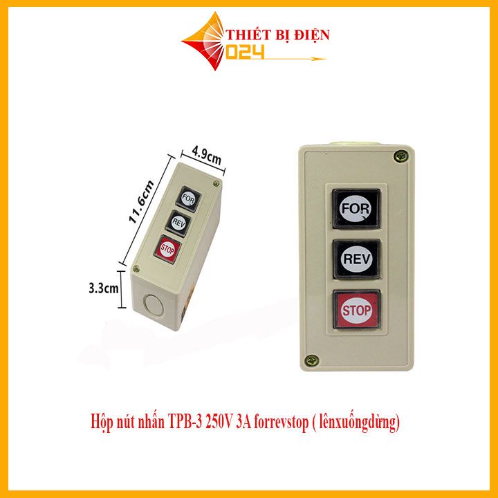 Hộp nút nhấn TPB-3 250V 3A forrevstop ( lênxuốngdừng)