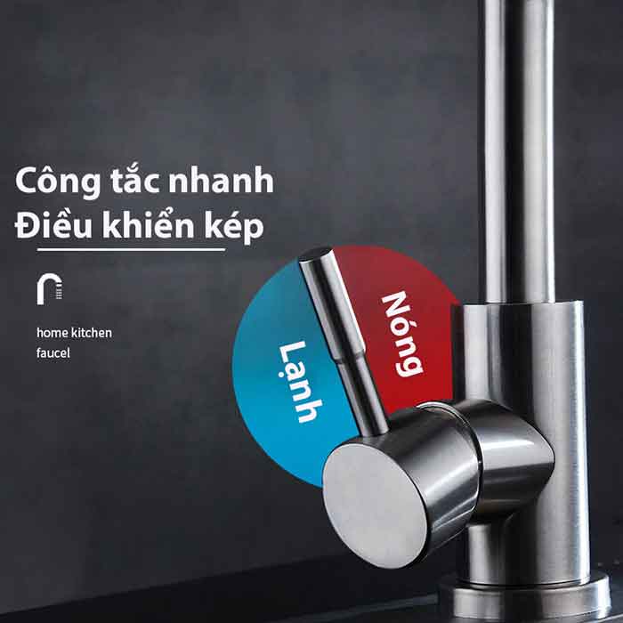 Vòi rửa chén bát cao cấp Schmidt inox 304, gắn bồn nóng lạnh bền đẹp-Hàng chính hãng