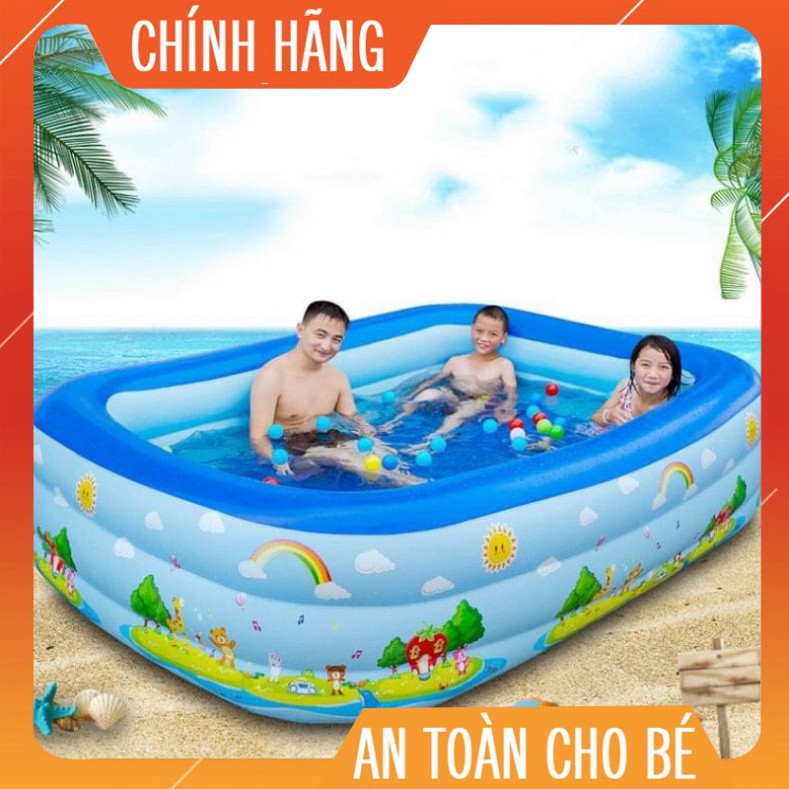 [FreeShip - CHỈ HÔM NAY] BỂ BƠI PHAO BƠI CHỮ NHẬT 3 TẦNG (1,2m.1,3m.1,5m.1,8m. 2,1m). CHO 4 NGƯỜI z