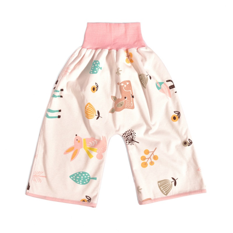 Quần Tã Dạng Váy Ngắn Vải Cotton Trơn Thấm Hút Nước Thoải Mái 2 Trong 1 Cho Bé