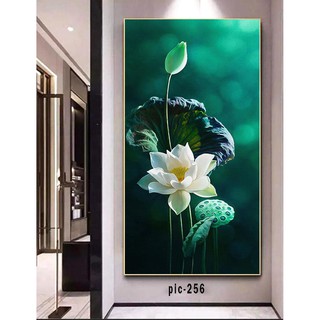 [Eco_Painting] Tranh treo tường 3D HOA SEN - "cao quý" , kích thước tùy chọn ,tranh hiện đại phủ bóng gương