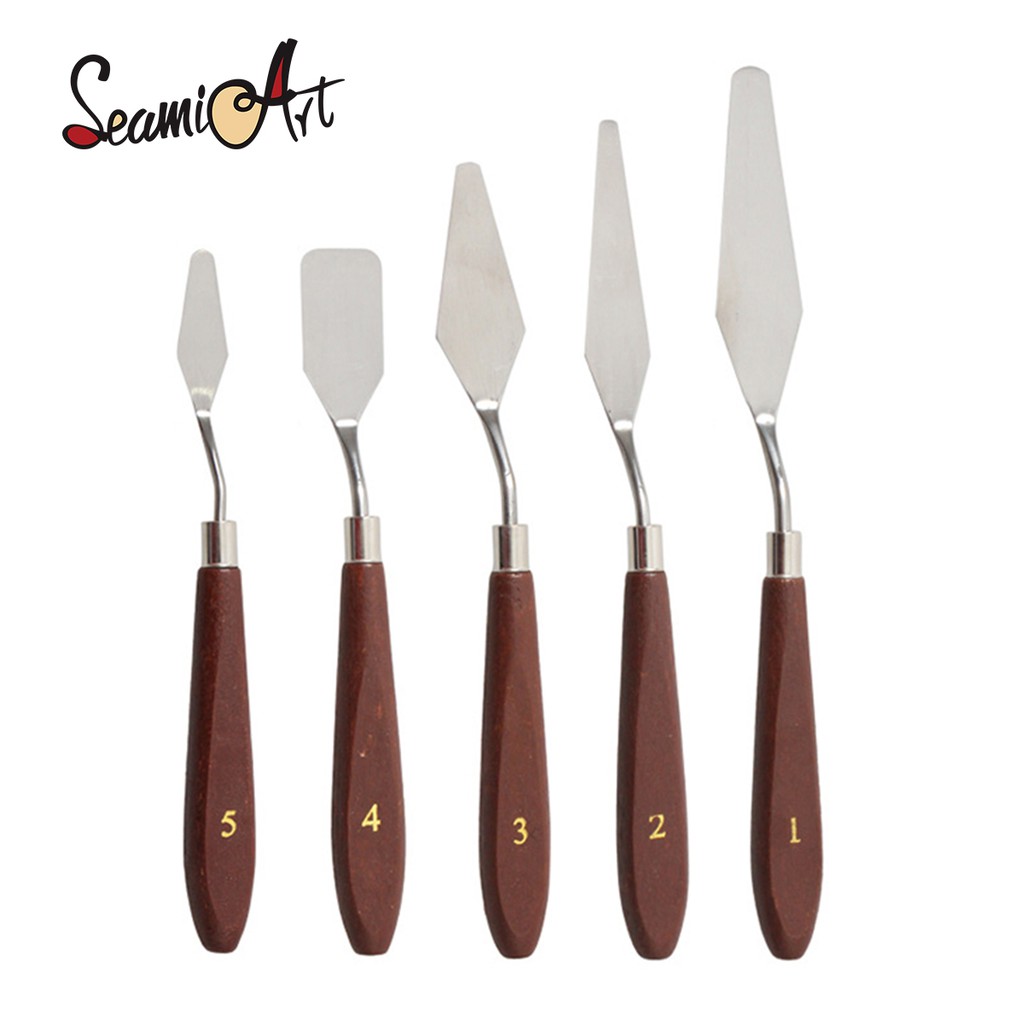 SeamiArt 5 Pcs. Stainless Steel Oil Painting Scraper Oil Painting
