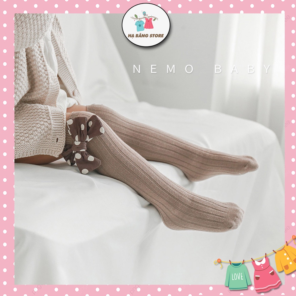 Vớ Tất Cao Cổ Cho Bé Gái Đính Nơ Nemo