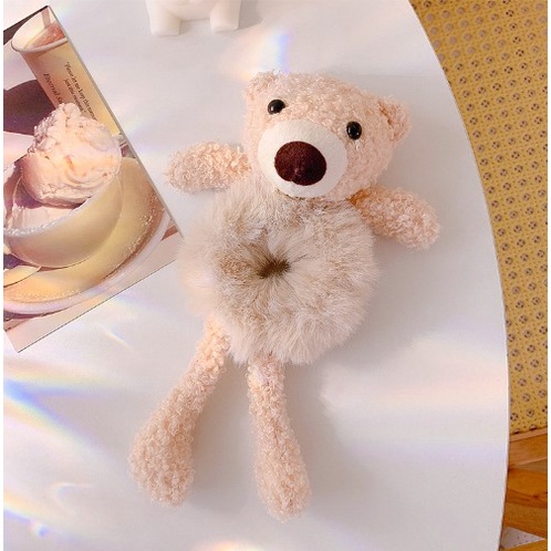 Dây Buộc Tóc Hình Gấu Nhồi Bông Dễ Thương, Dây Cột Tóc Gấu Phong Cách Hàn Quốc Đáng Yêu