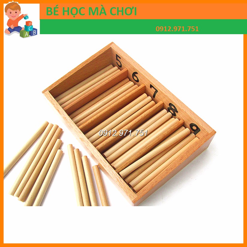 Hộp được đánh số với 45 que tính Montessori (Spindle Box With 45 Spindles)