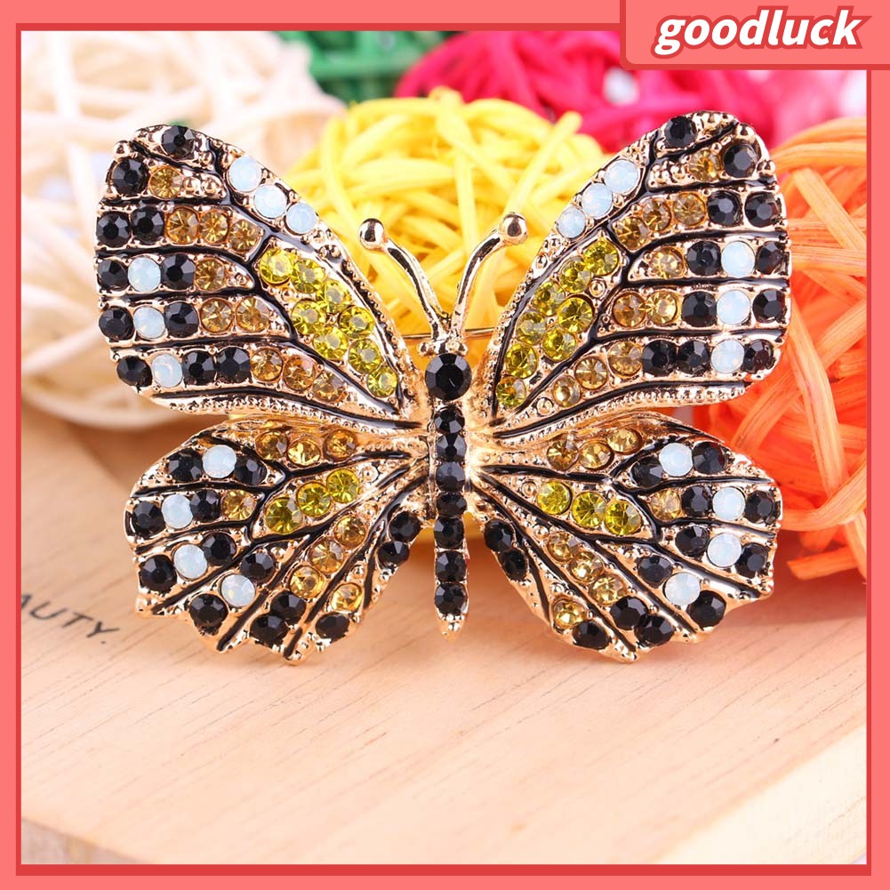 Trâm Cài Áo Hình Bướm Có Đính Đá Nhiều Màu Cho Nữ
