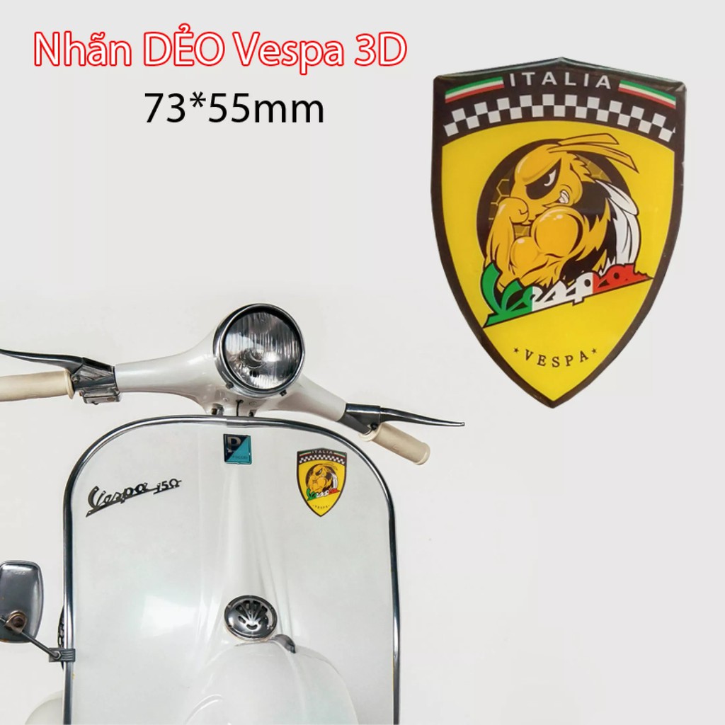 Nhãn dán logo Vespa 3D cho Piaggio Vespa Gts Gtv Lx Lxv 125 250 300 Ie Super (ong vàng)