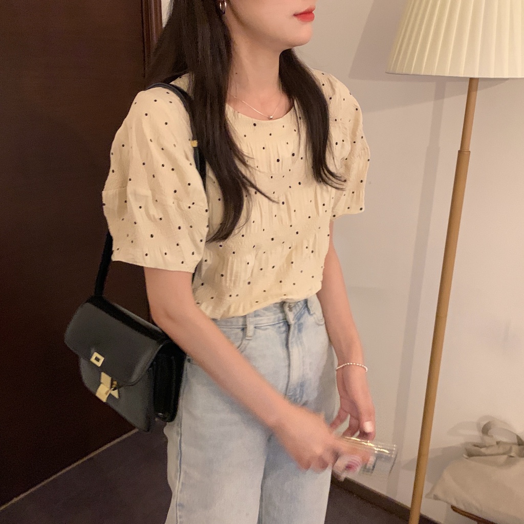 Áo Sơ Mi Nữ Tay Ngắn Dáng Rộng Kiểu Retro Phong Cách Hàn Quốc