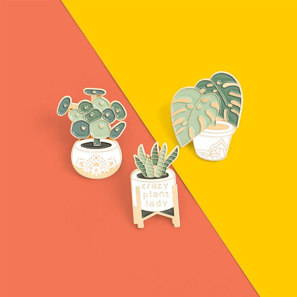 MIHAN1 Gift for Friends Lapel Pin Jewelry Custom Crazy Plant Lady Enamel Pins Clothes Sansevieria Brooches Bag Backpacks Novelty Potted Plant Badge