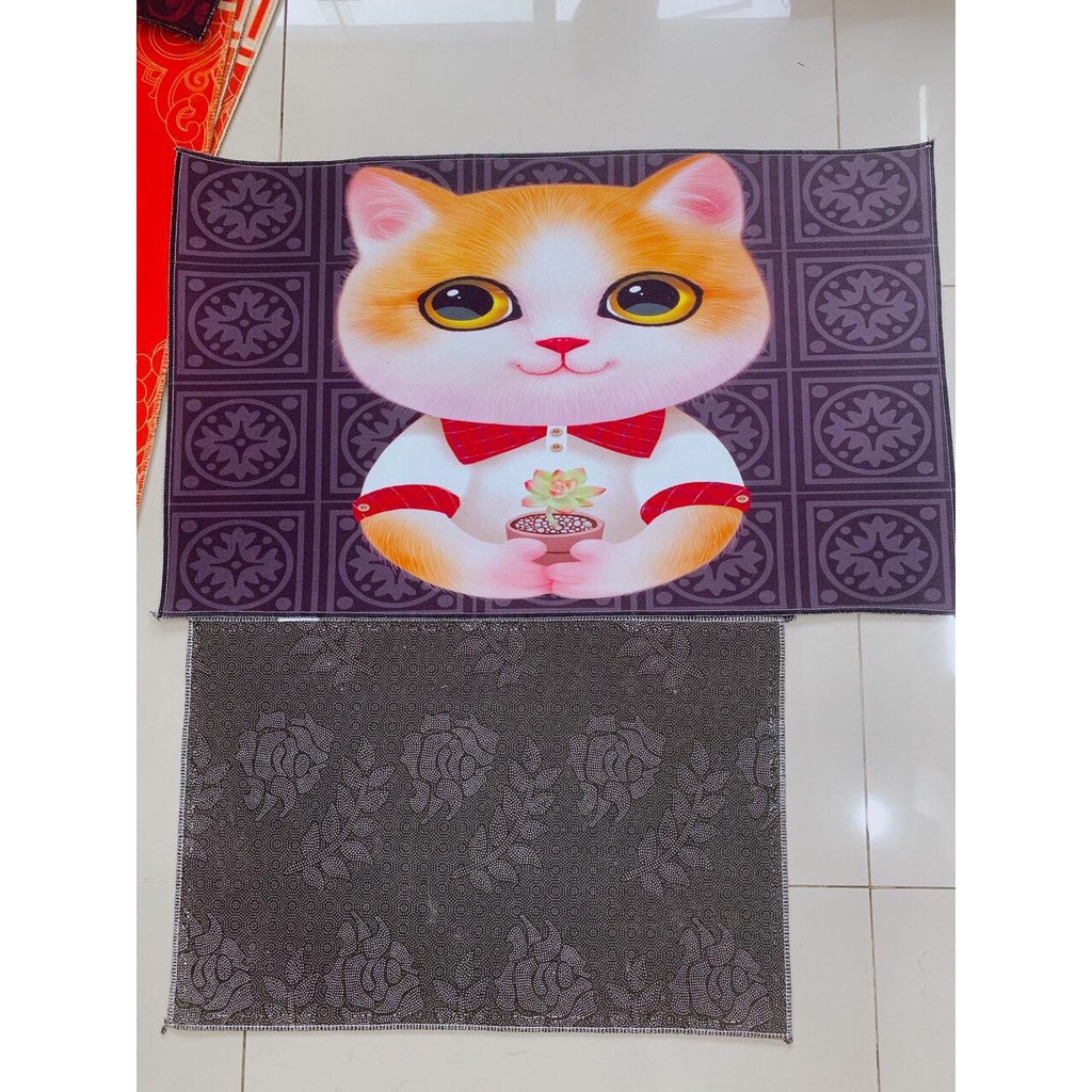 (50 x 80cm )THẢM CHÙI CHÂN LÔNG MỊN CHÚ CHÓ CHÚ MÈO KUTE