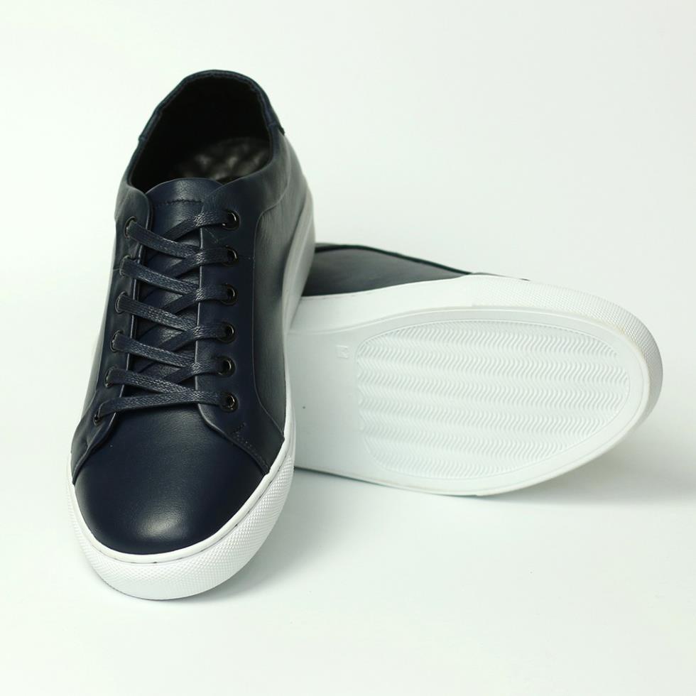Giày Sneaker Nam Da Bò Thật Dáng Thể Thao NT05 Xanh Than - Tăng Chiều Cao 3.5cm -po9