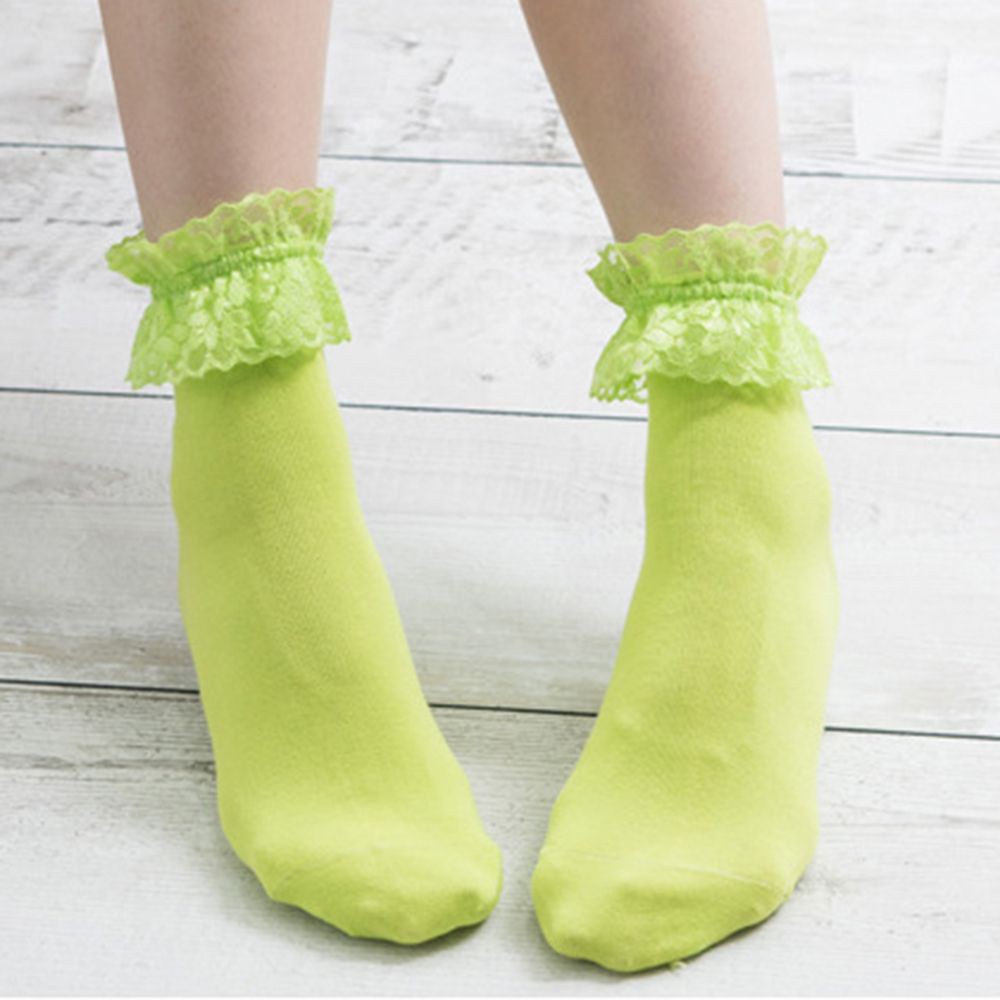 Cotton Lace Solid Color Ruffle Frilly Socks