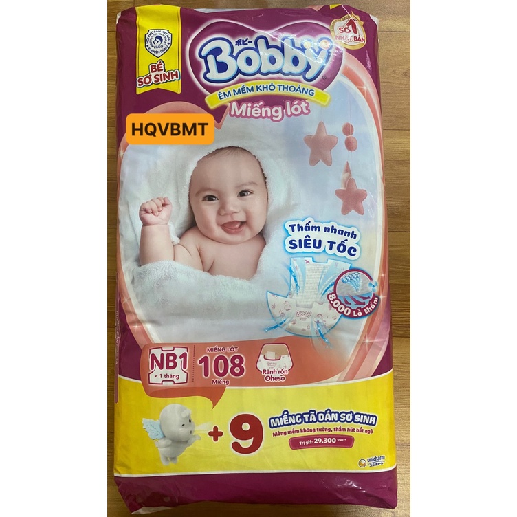 [Tặng 9 miếng XS] Miếng lót sơ sinh Bobby Newborn 1-108 miếng