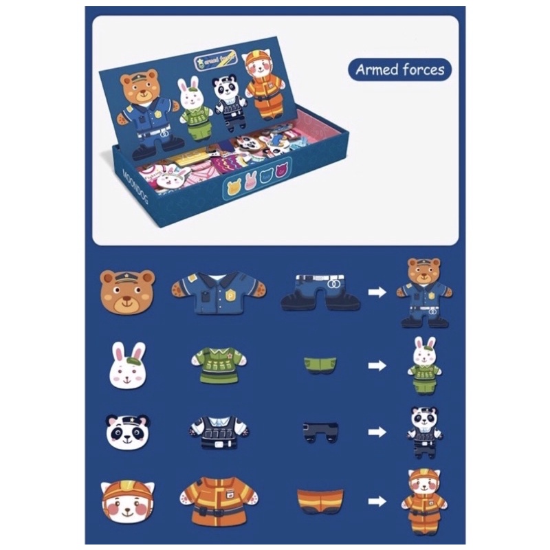 Bộ ghép hình phối đồ cho Gấu Thỏ có nam châm shopbegao89 shopbegao quà tặng cho bé